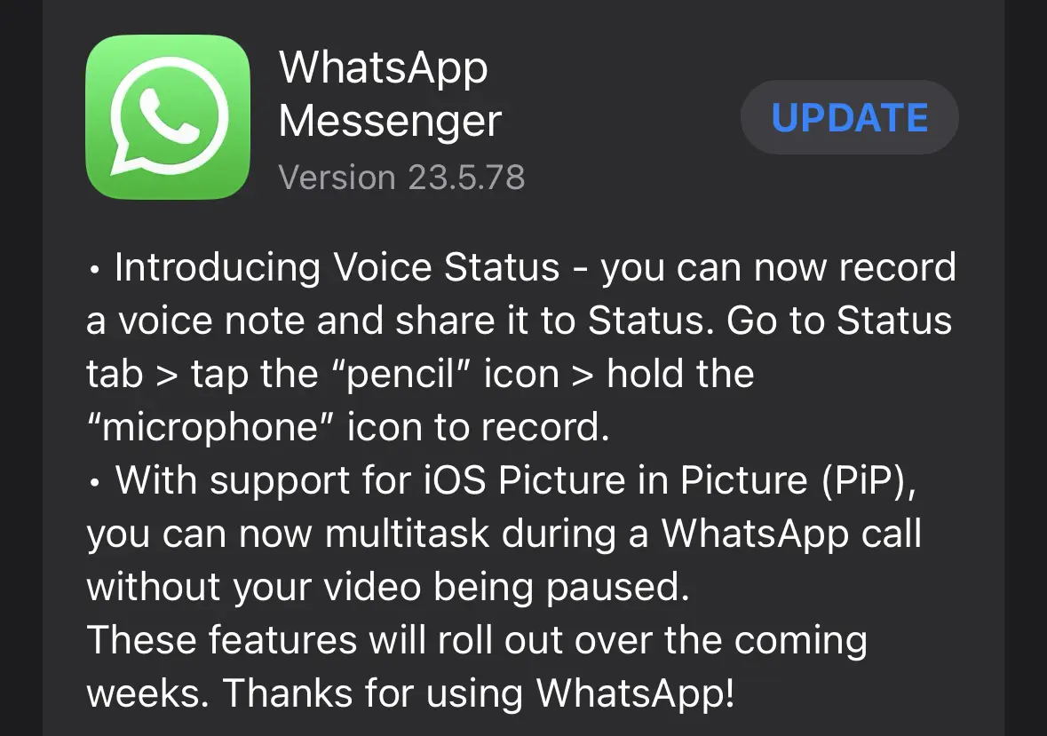 WhatsApp Voice Status